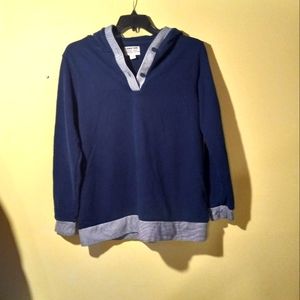 Women's Lands End Partial Button Pullover Hoodie.